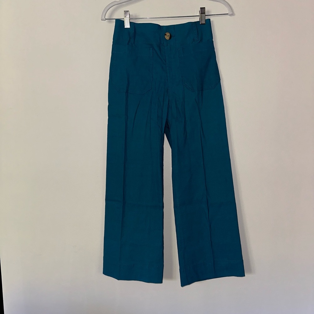 NWT Maeve The Colette Wide Leg Cropped Pants Linen Blend 25 Petite